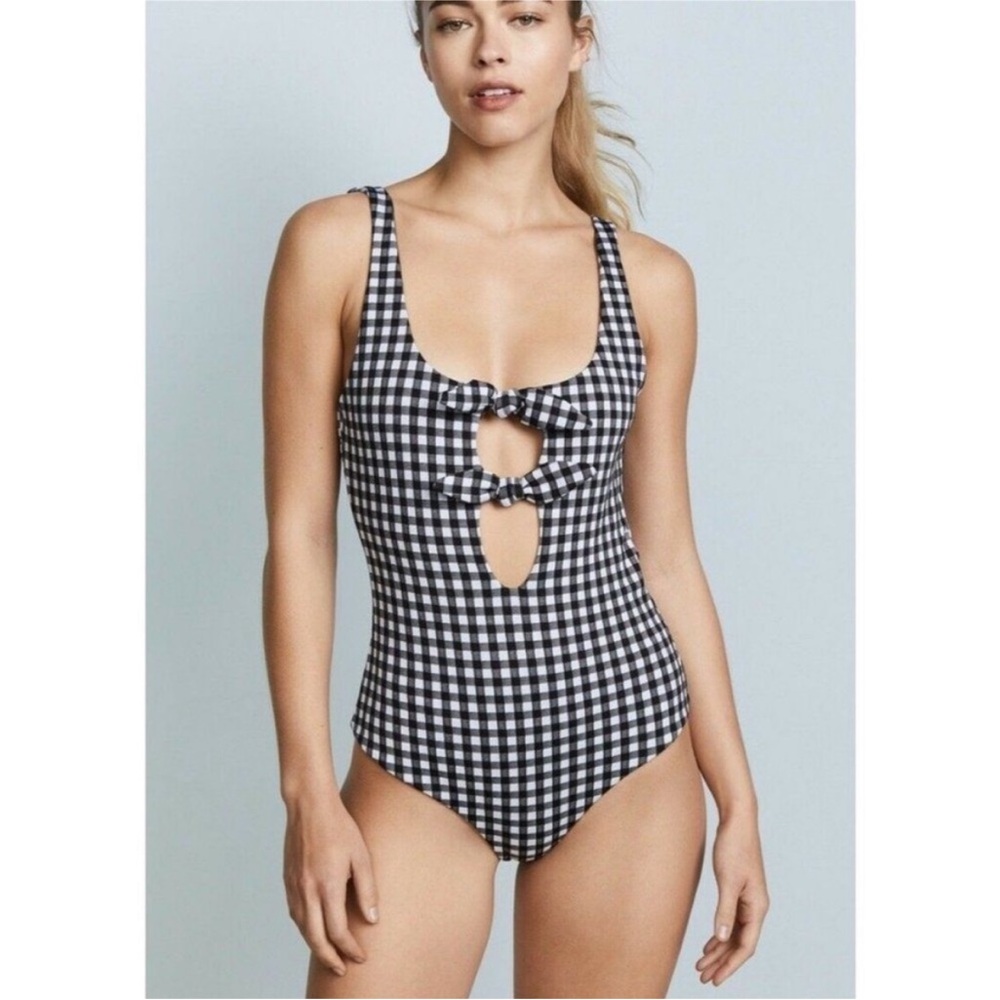 Mara Hoffman used once one piece black and white gingham checkered swim suit.